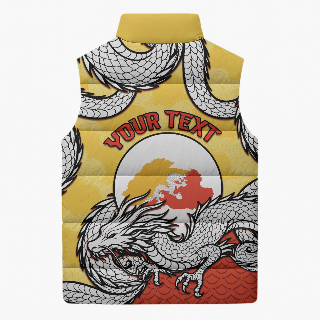 Personalized Bhutan Sleeveless Puffer Jacket Druk Thunder Dragon Pattern