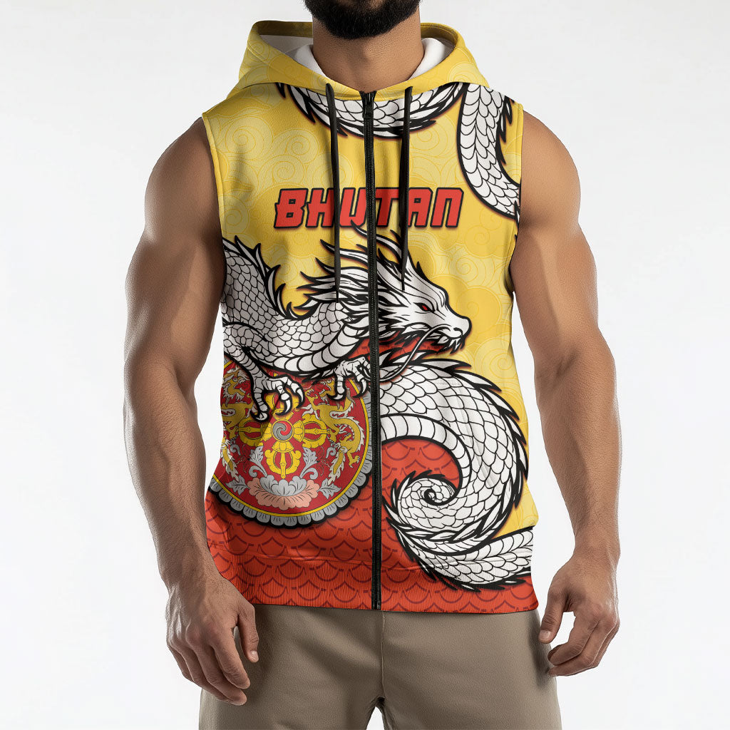 Personalized Bhutan Sleeveless Zip Hoodie Druk Thunder Dragon Pattern