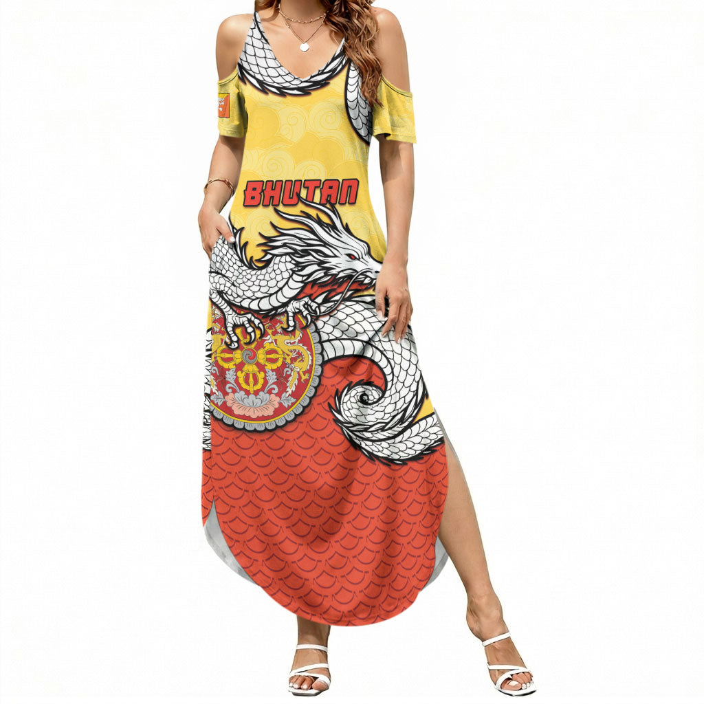 Personalized Bhutan Summer Maxi Dress Druk Thunder Dragon Pattern