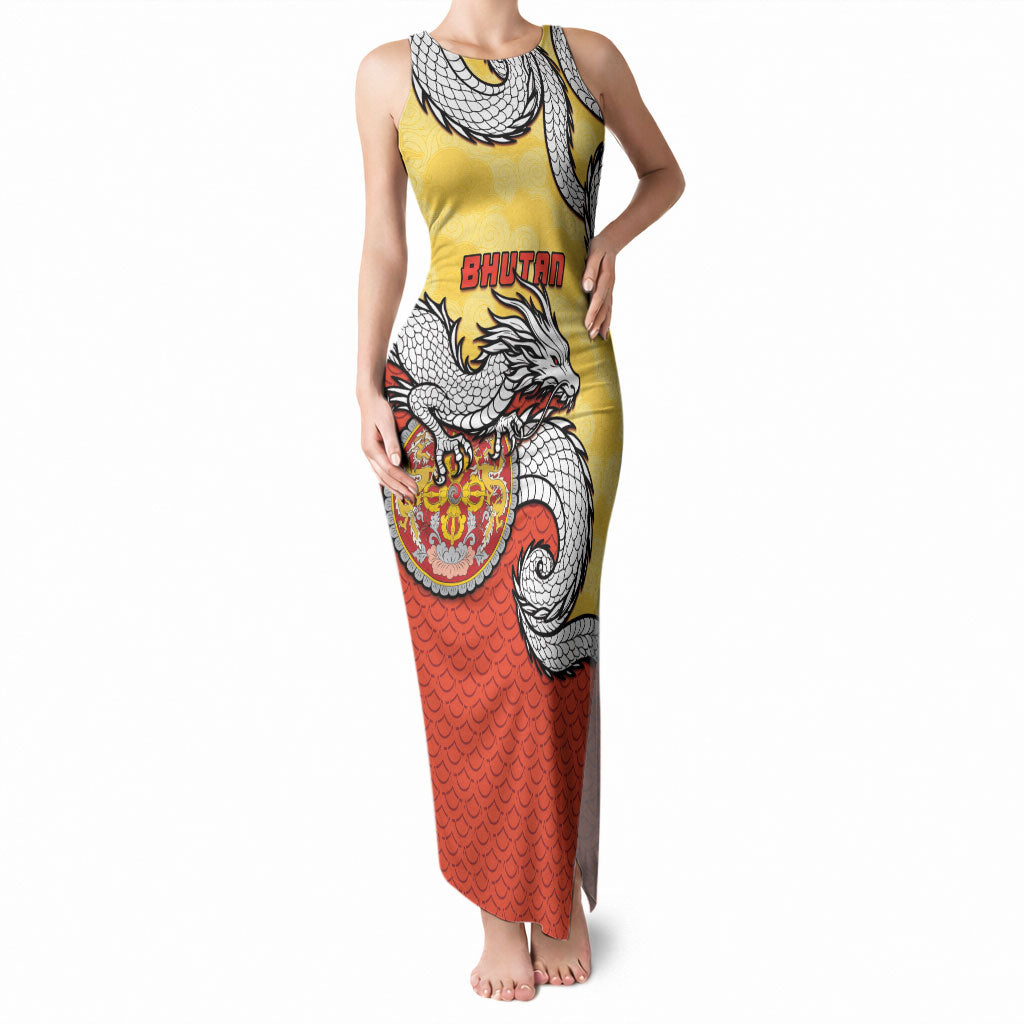 Personalized Bhutan Tank Maxi Dress Druk Thunder Dragon Pattern