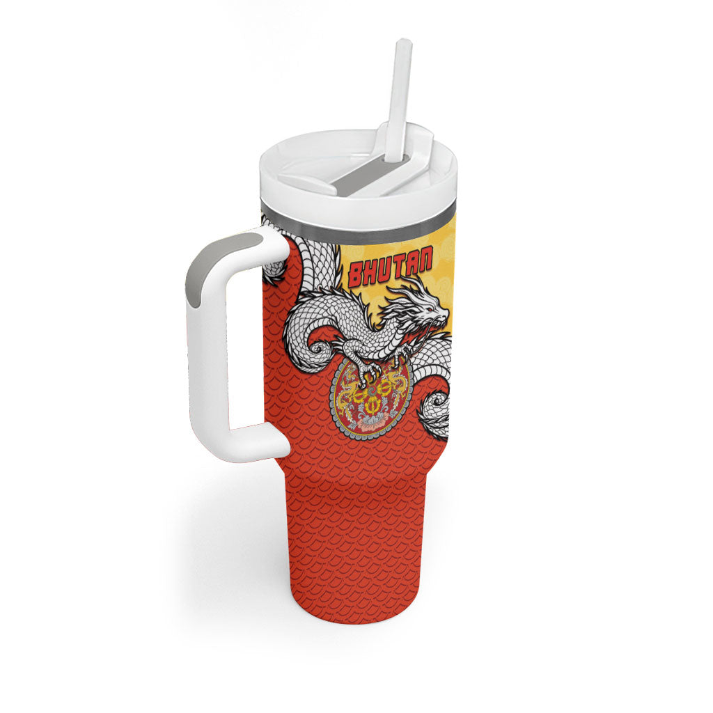 Personalized Bhutan Tumbler With Handle Druk Thunder Dragon Pattern