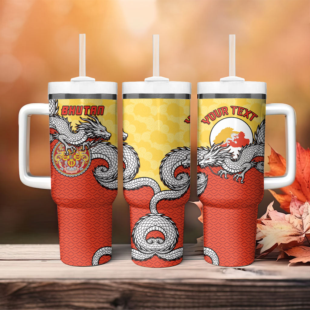 Personalized Bhutan Tumbler With Handle Druk Thunder Dragon Pattern