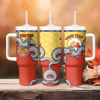 Personalized Bhutan Tumbler With Handle Druk Thunder Dragon Pattern