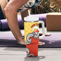 Personalized Bhutan Tumbler With Handle Druk Thunder Dragon Pattern