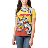 Personalized Bhutan Women Polo Shirt Druk Thunder Dragon Pattern