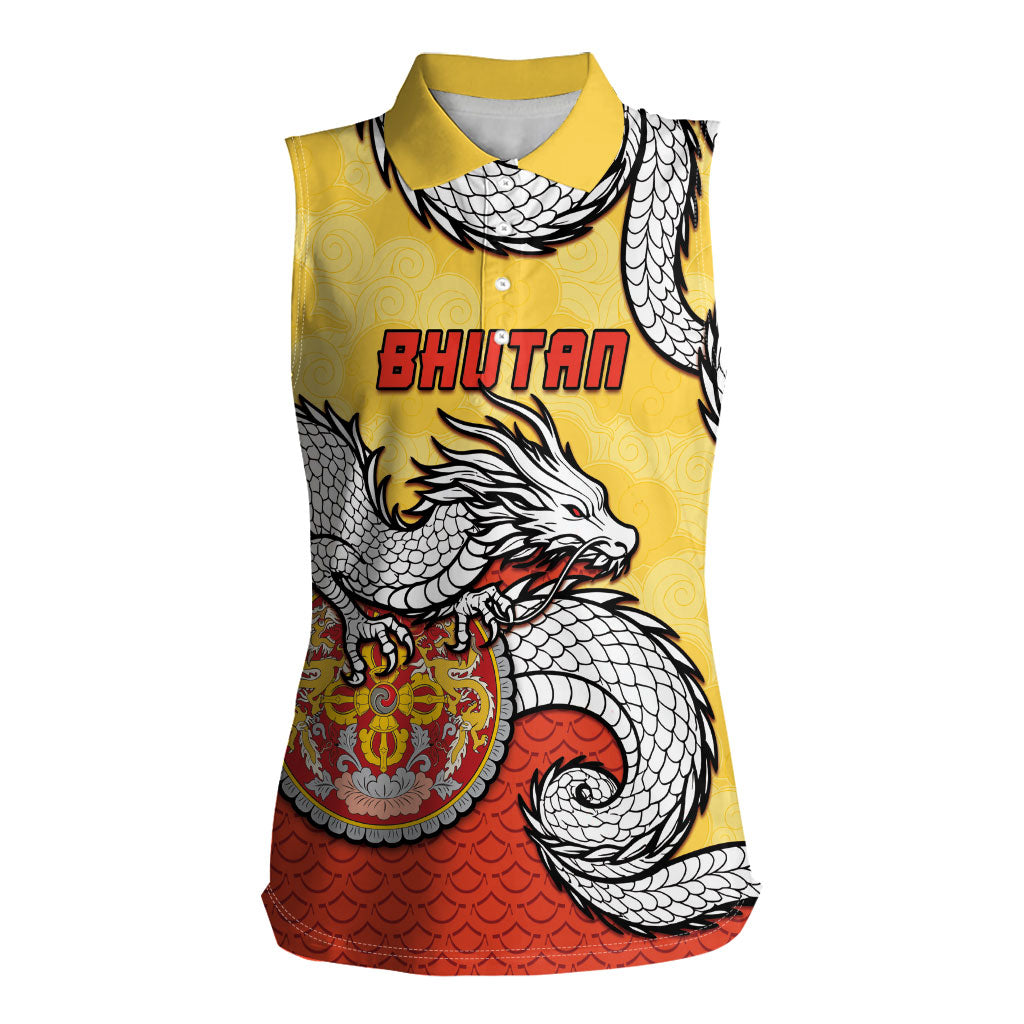Personalized Bhutan Women Sleeveless Polo Shirt Druk Thunder Dragon Pattern