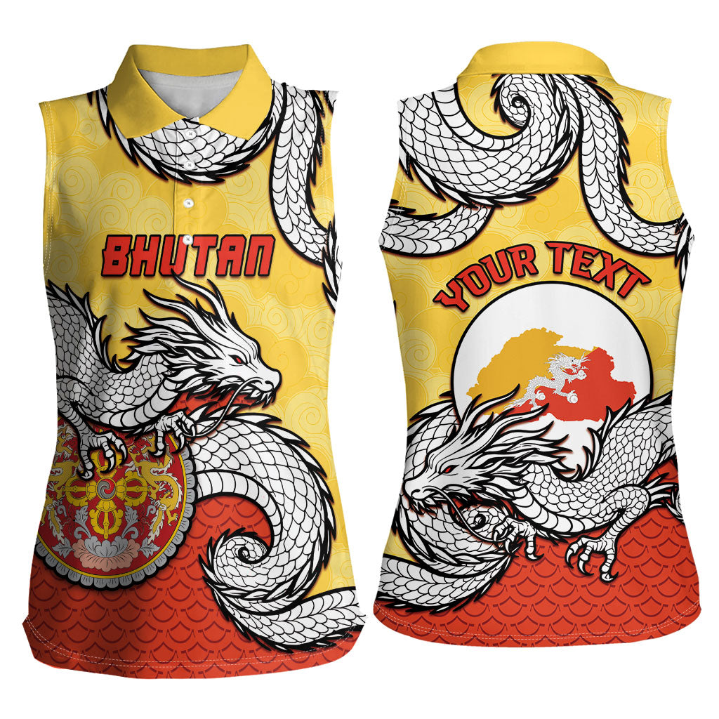 Personalized Bhutan Women Sleeveless Polo Shirt Druk Thunder Dragon Pattern