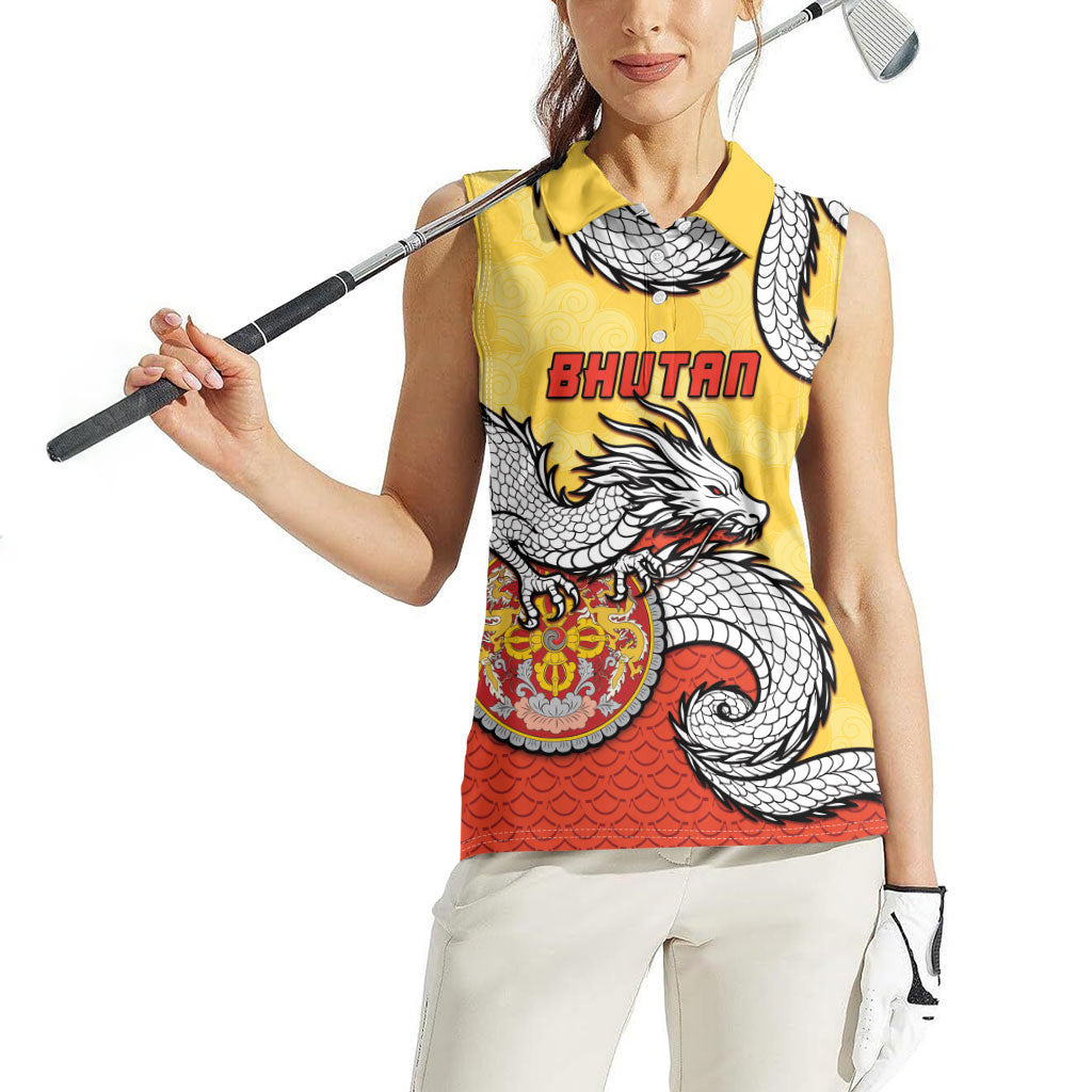 Personalized Bhutan Women Sleeveless Polo Shirt Druk Thunder Dragon Pattern