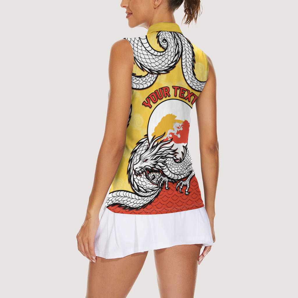 Personalized Bhutan Women Sleeveless Polo Shirt Druk Thunder Dragon Pattern