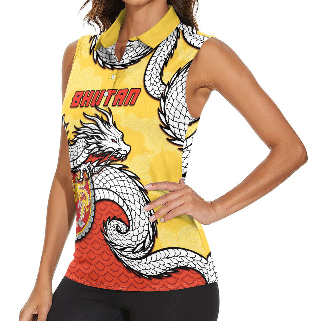 Personalized Bhutan Women Sleeveless Polo Shirt Druk Thunder Dragon Pattern