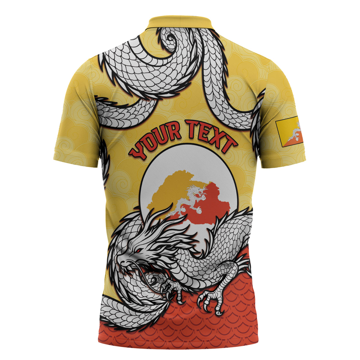 Personalized Bhutan Zipper Polo Shirt Druk Thunder Dragon Pattern