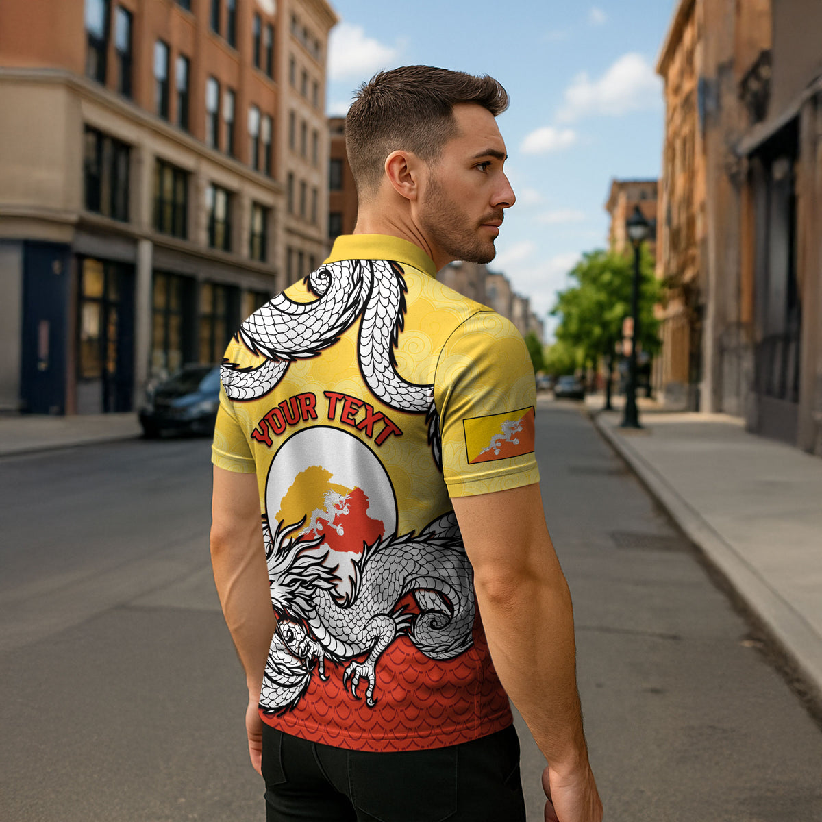 Personalized Bhutan Zipper Polo Shirt Druk Thunder Dragon Pattern