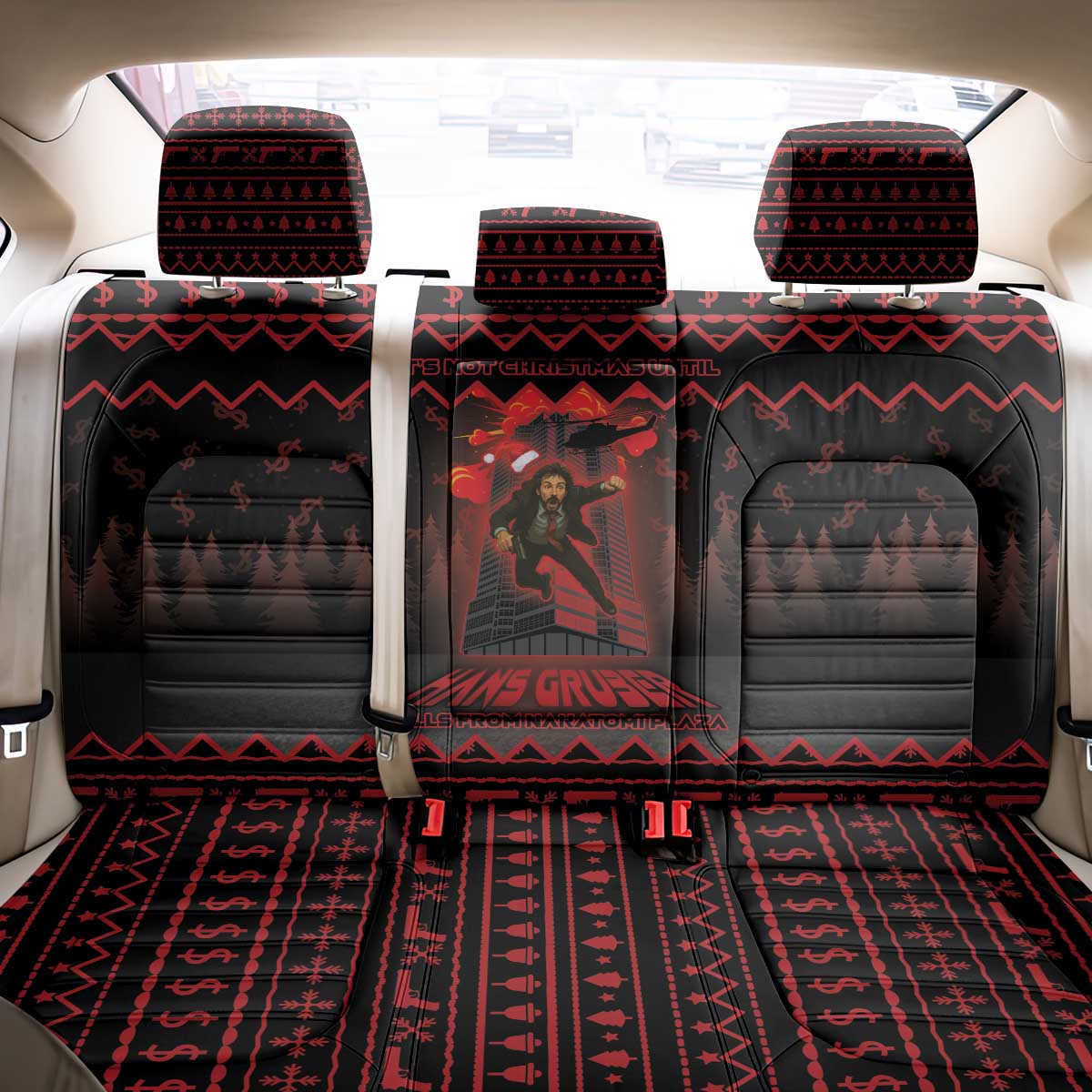 Xmas Eve 1988 Back Car Seat Cover It Is Not Christmas Unil Hans Gruber Falls From Nakatomi Plaza - Wonder Print Shop