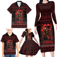 Xmas Eve 1988 Family Matching Long Sleeve Bodycon Dress and Hawaiian Shirt It Is Not Christmas Unil Hans Gruber Falls From Nakatomi Plaza - Wonder Print Shop