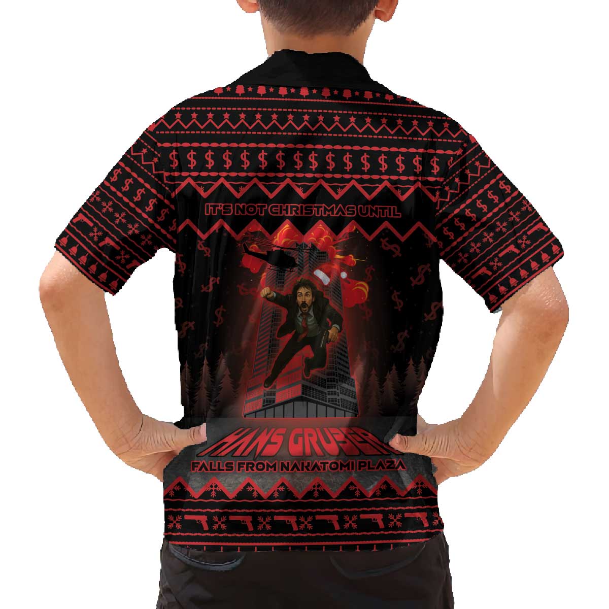 Xmas Eve 1988 Family Matching Off The Shoulder Long Sleeve Dress and Hawaiian Shirt It Is Not Christmas Unil Hans Gruber Falls From Nakatomi Plaza - Wonder Print Shop