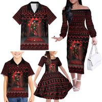 Xmas Eve 1988 Family Matching Off The Shoulder Long Sleeve Dress and Hawaiian Shirt It Is Not Christmas Unil Hans Gruber Falls From Nakatomi Plaza - Wonder Print Shop