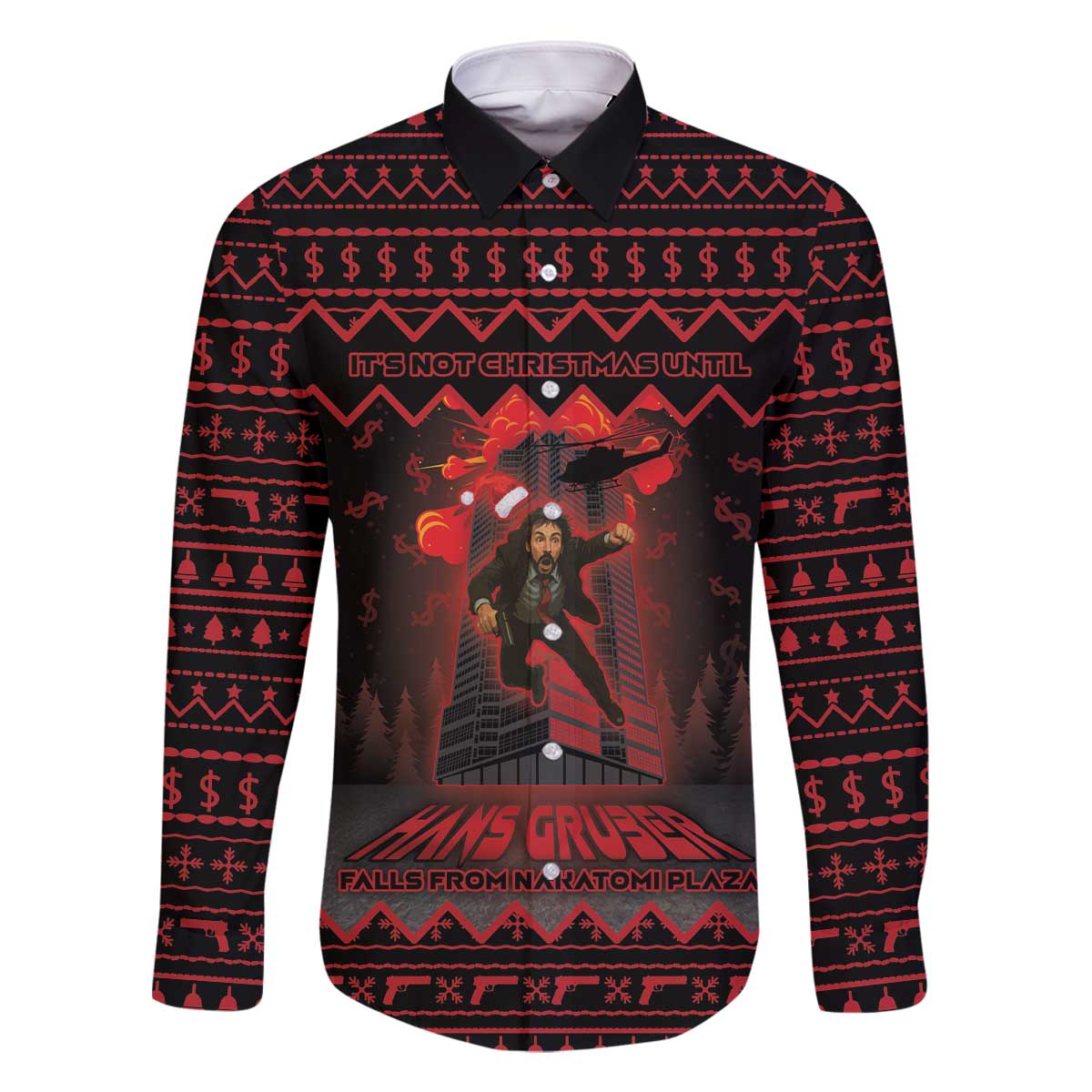 Xmas Eve 1988 Family Matching Off The Shoulder Long Sleeve Dress and Hawaiian Shirt It Is Not Christmas Unil Hans Gruber Falls From Nakatomi Plaza - Wonder Print Shop