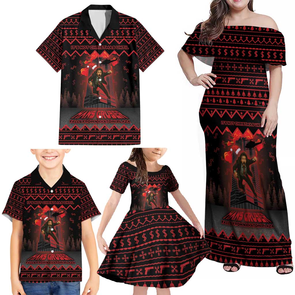 Xmas Eve 1988 Family Matching Off Shoulder Maxi Dress and Hawaiian Shirt It Is Not Christmas Unil Hans Gruber Falls From Nakatomi Plaza - Wonder Print Shop