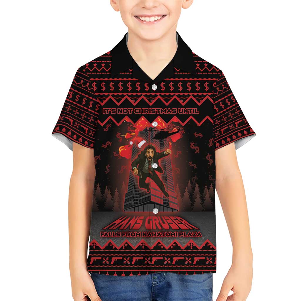 Xmas Eve 1988 Family Matching Short Sleeve Bodycon Dress and Hawaiian Shirt It Is Not Christmas Unil Hans Gruber Falls From Nakatomi Plaza - Wonder Print Shop