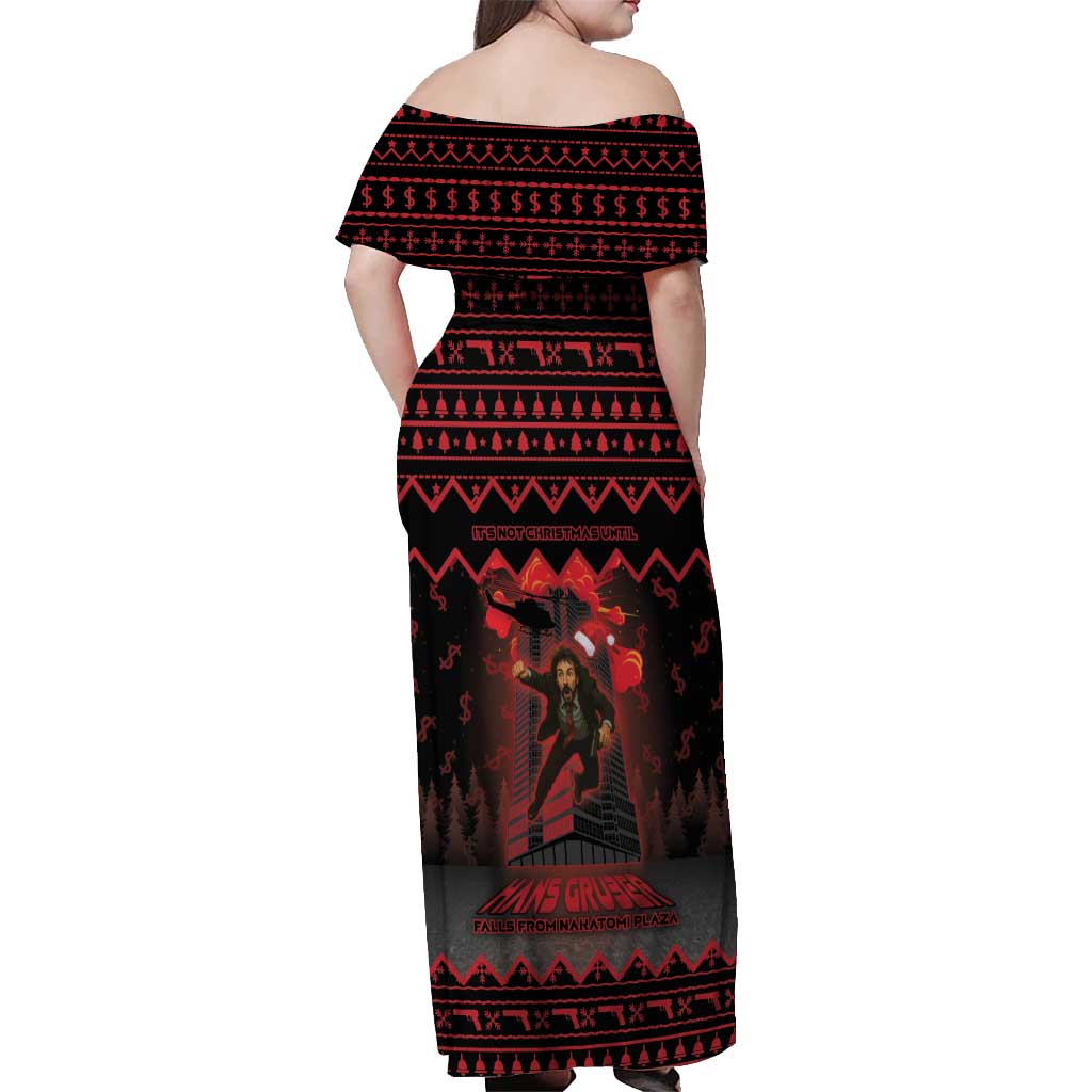 Xmas Eve 1988 Off Shoulder Maxi Dress It Is Not Christmas Unil Hans Gruber Falls From Nakatomi Plaza - Wonder Print Shop