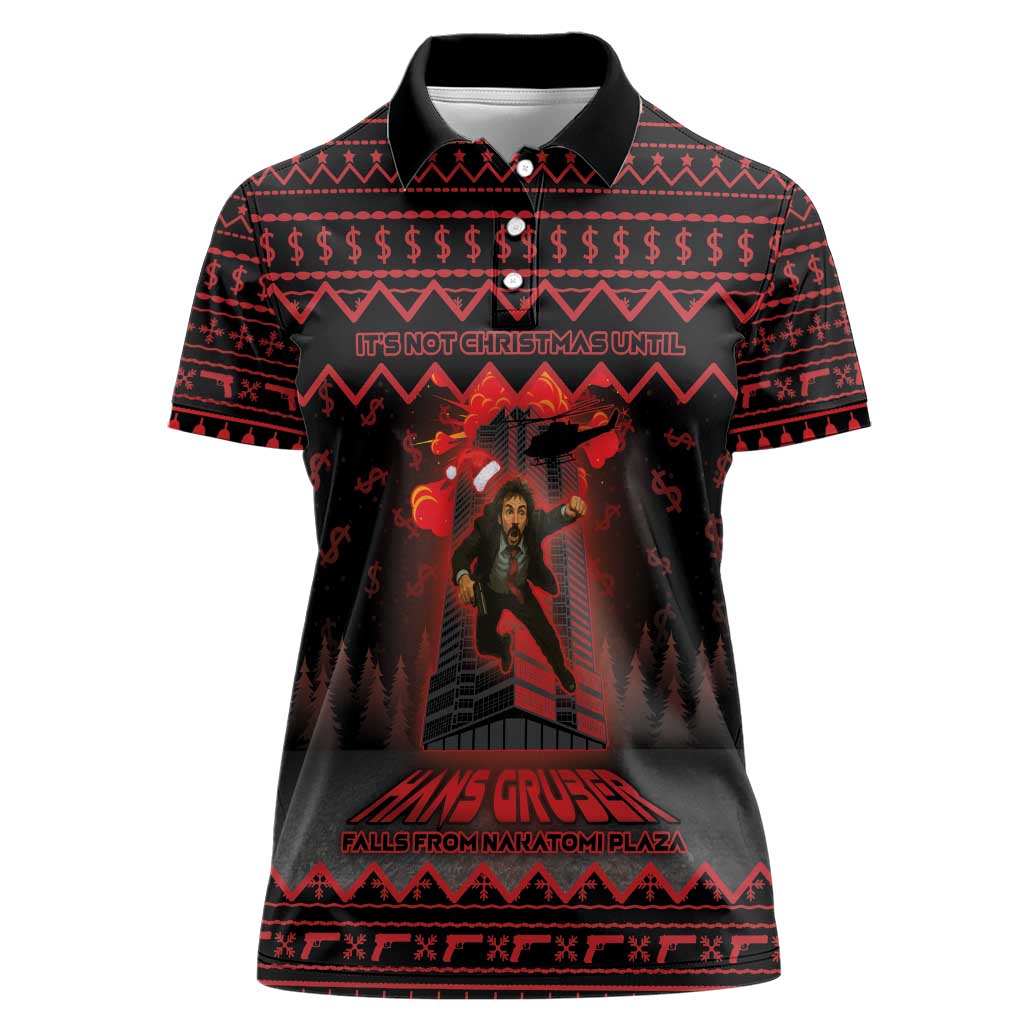 Xmas Eve 1988 Women Polo Shirt It Is Not Christmas Unil Hans Gruber Falls From Nakatomi Plaza - Wonder Print Shop