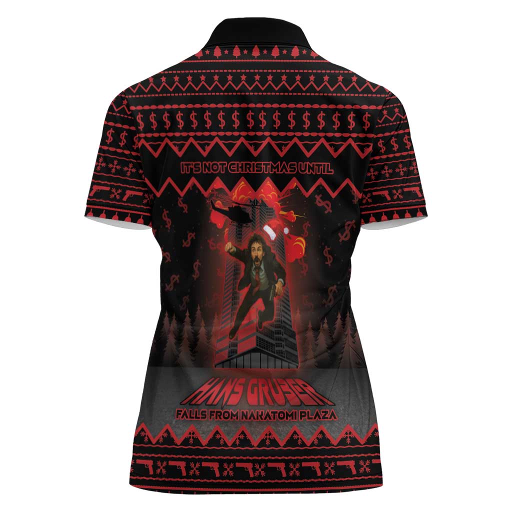 Xmas Eve 1988 Women Polo Shirt It Is Not Christmas Unil Hans Gruber Falls From Nakatomi Plaza - Wonder Print Shop