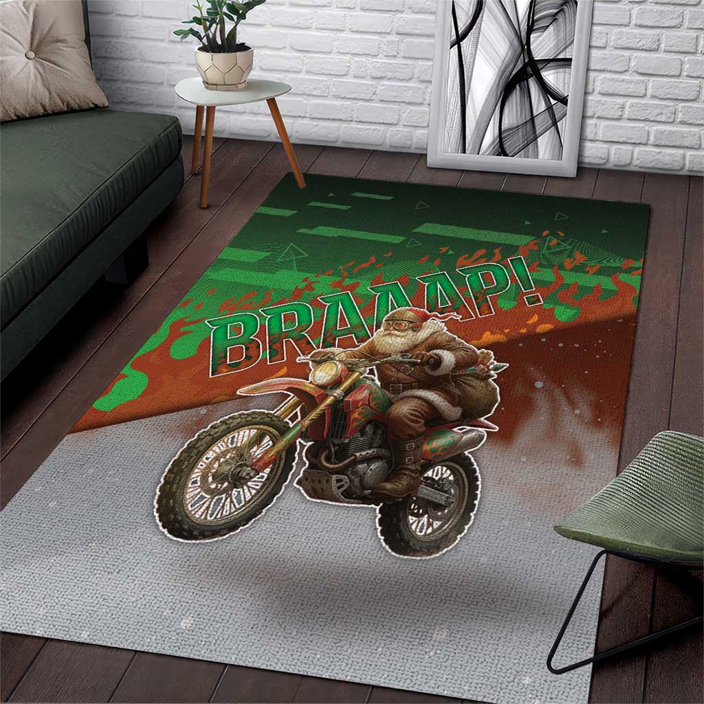 Braaap Christmas Area Rug Motocross Santa - Wonder Print Shop