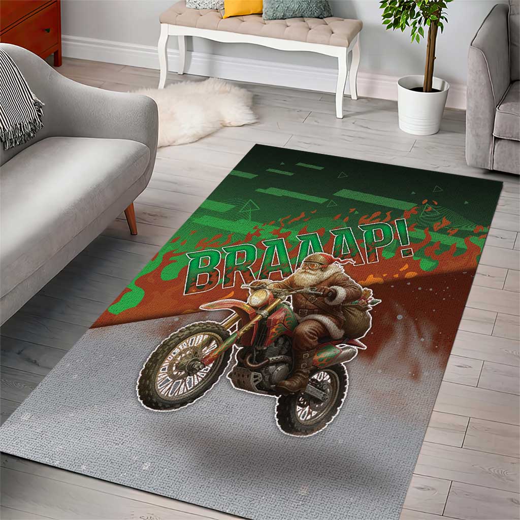 Braaap Christmas Area Rug Motocross Santa - Wonder Print Shop