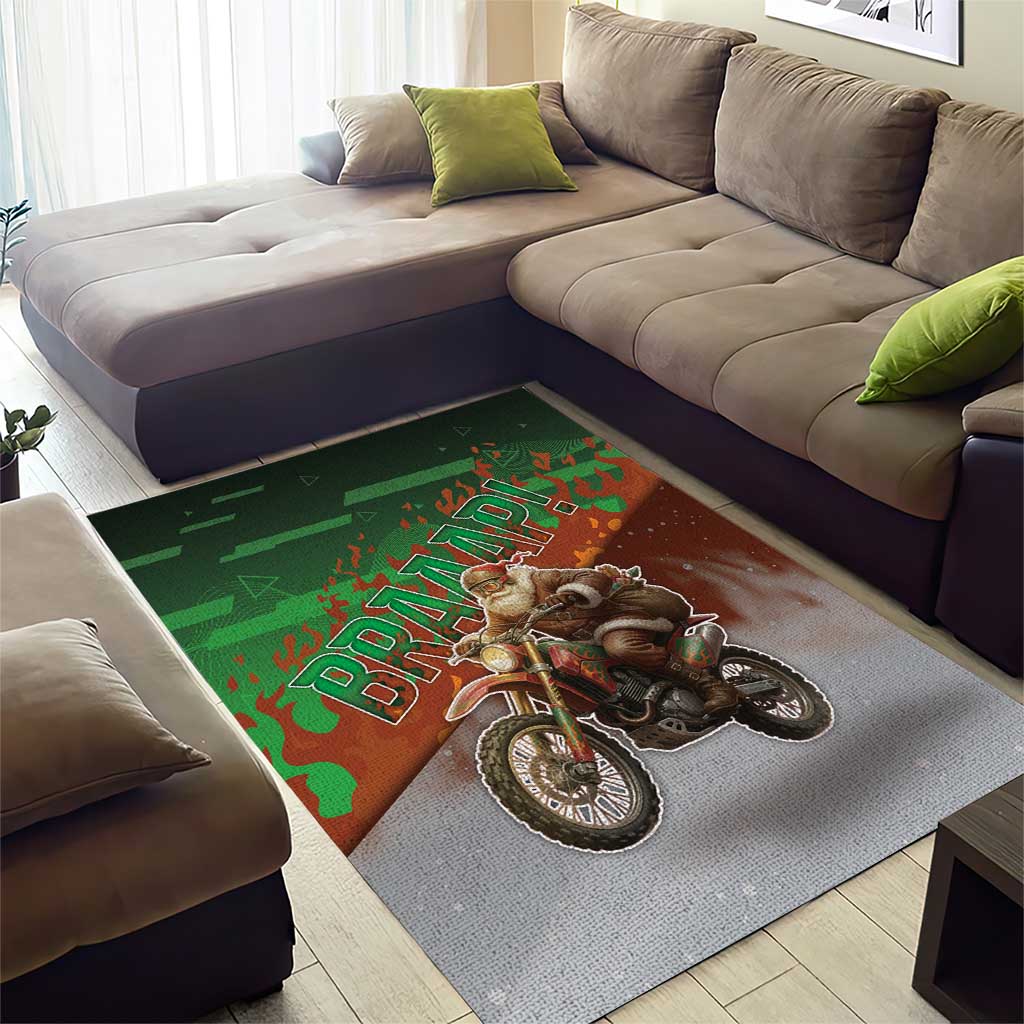 Braaap Christmas Area Rug Motocross Santa - Wonder Print Shop