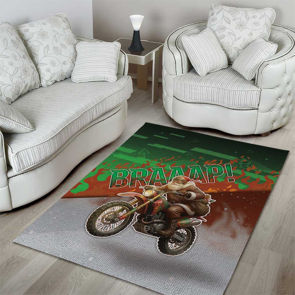 Braaap Christmas Area Rug Motocross Santa - Wonder Print Shop