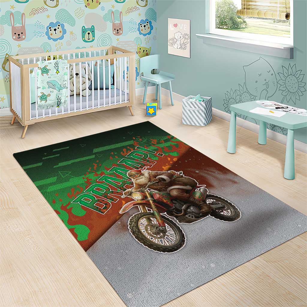 Braaap Christmas Area Rug Motocross Santa - Wonder Print Shop