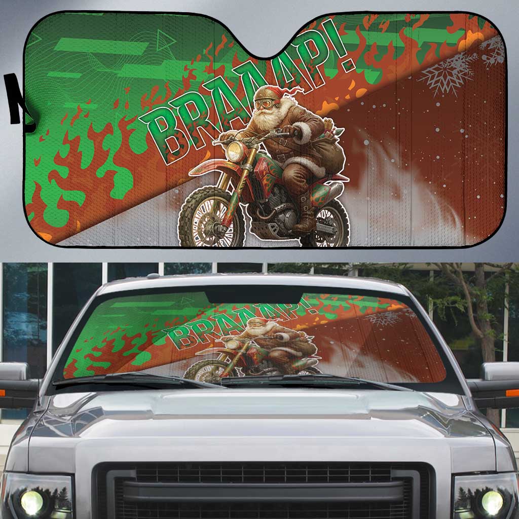 Braaap Christmas Auto Sun Shade Motocross Santa - Wonder Print Shop