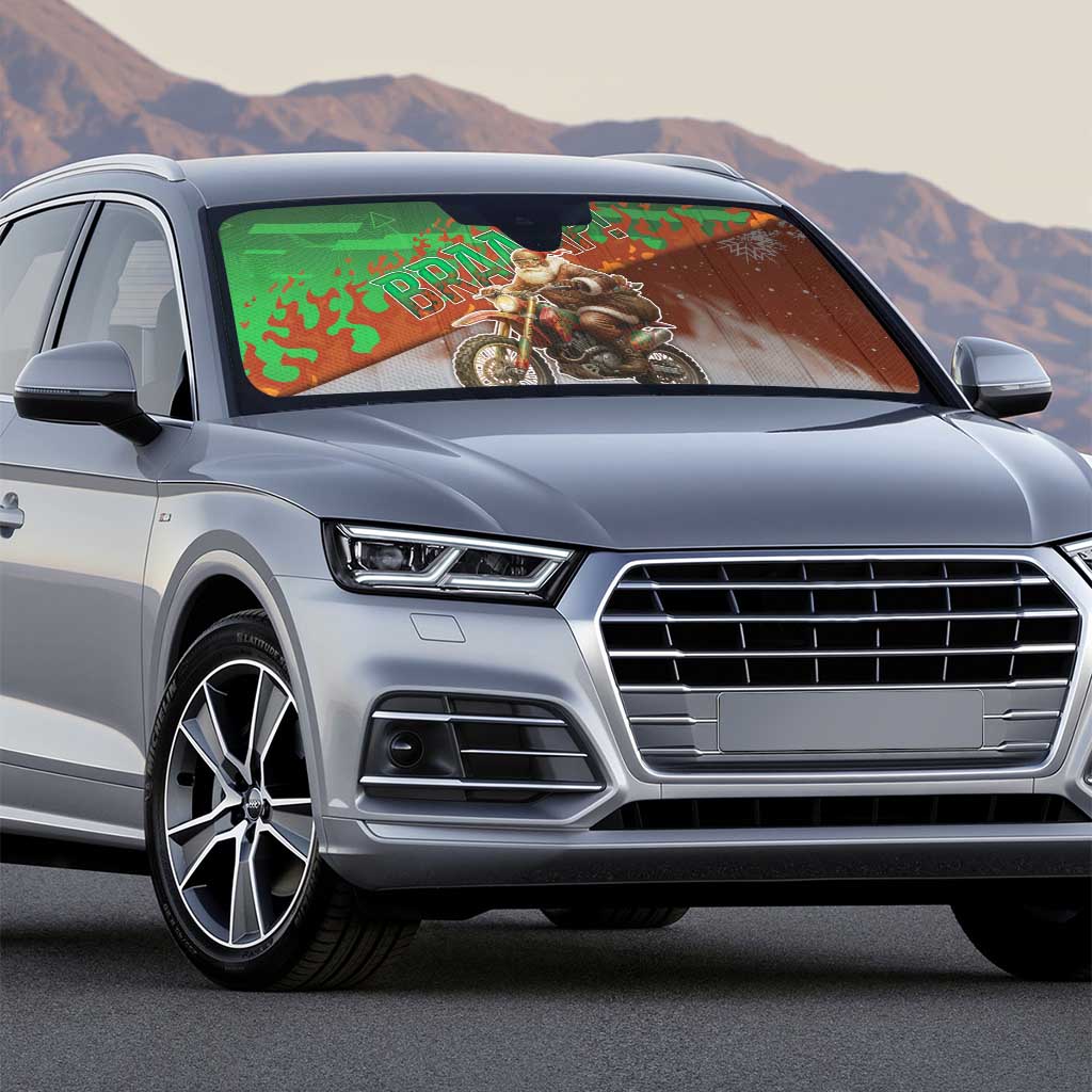 Braaap Christmas Auto Sun Shade Motocross Santa - Wonder Print Shop