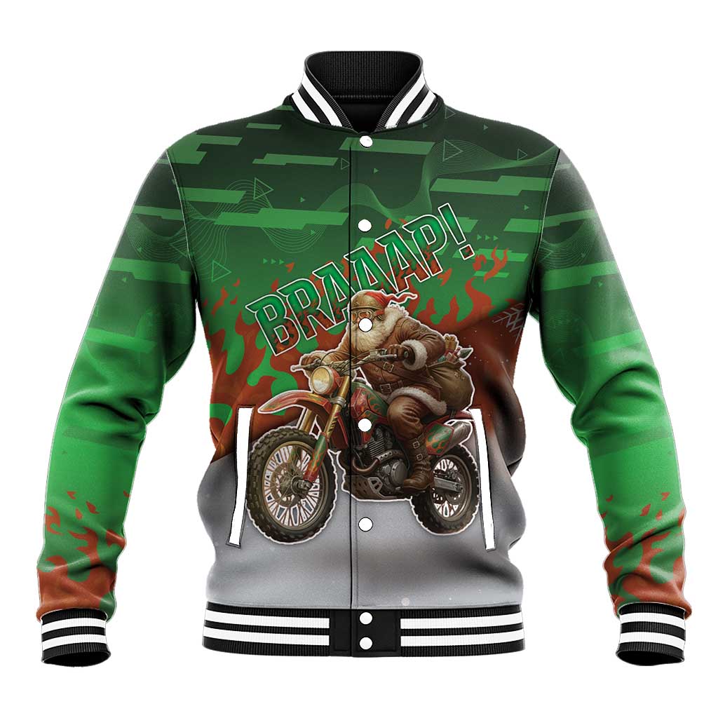 Braaap Christmas Baseball Jacket Motocross Santa - Wonder Print Shop