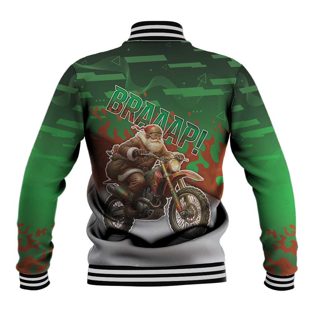 Braaap Christmas Baseball Jacket Motocross Santa - Wonder Print Shop