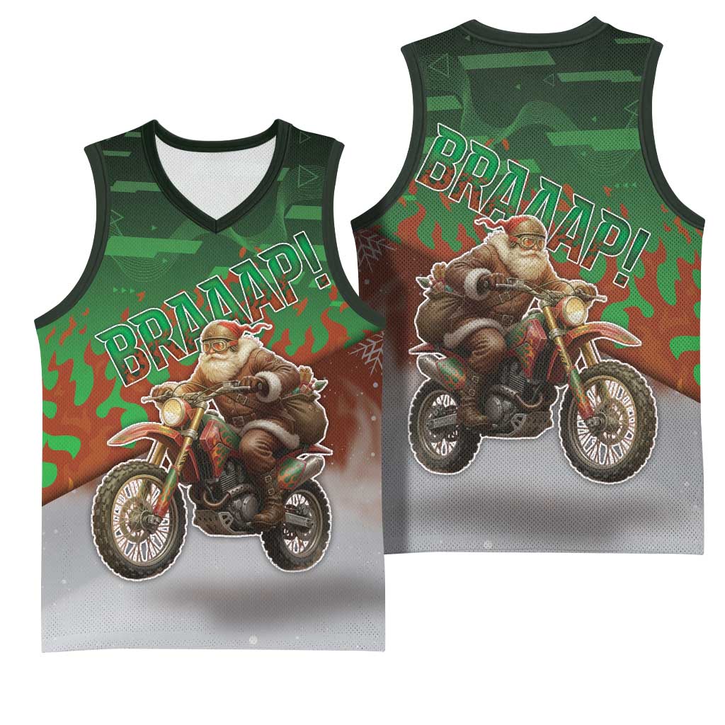 Braaap Christmas Basketball Jersey Motocross Santa - Wonder Print Shop
