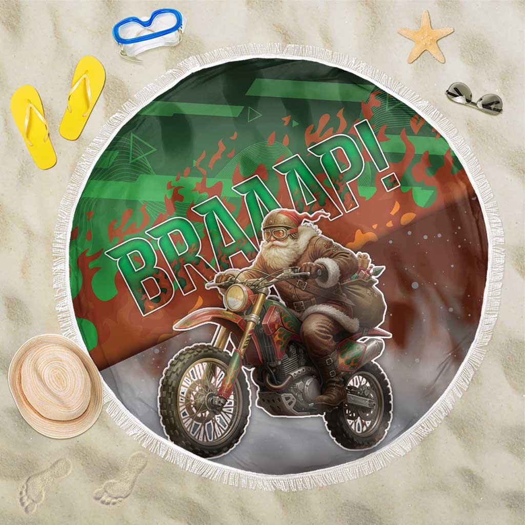 Braaap Christmas Beach Blanket Motocross Santa - Wonder Print Shop