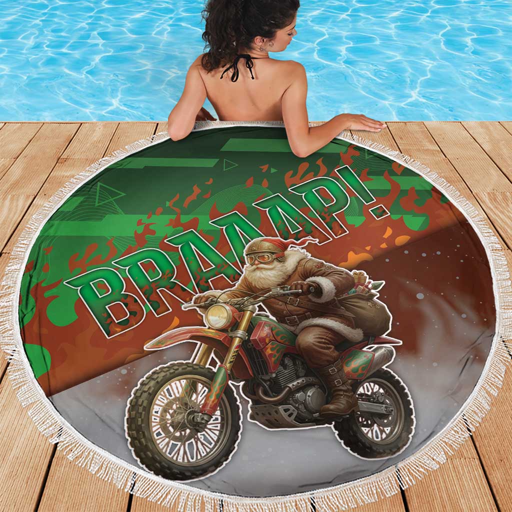 Braaap Christmas Beach Blanket Motocross Santa - Wonder Print Shop