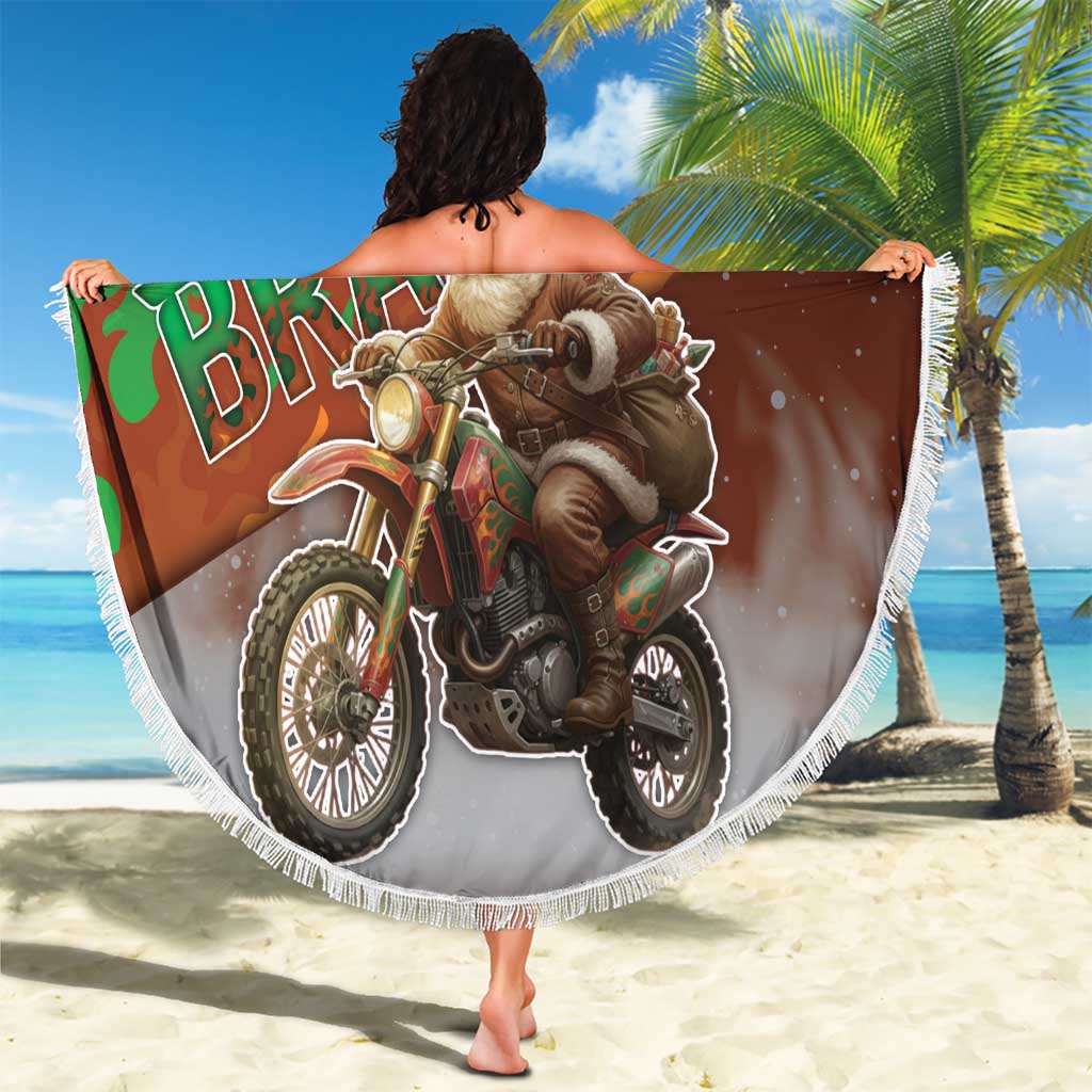 Braaap Christmas Beach Blanket Motocross Santa - Wonder Print Shop
