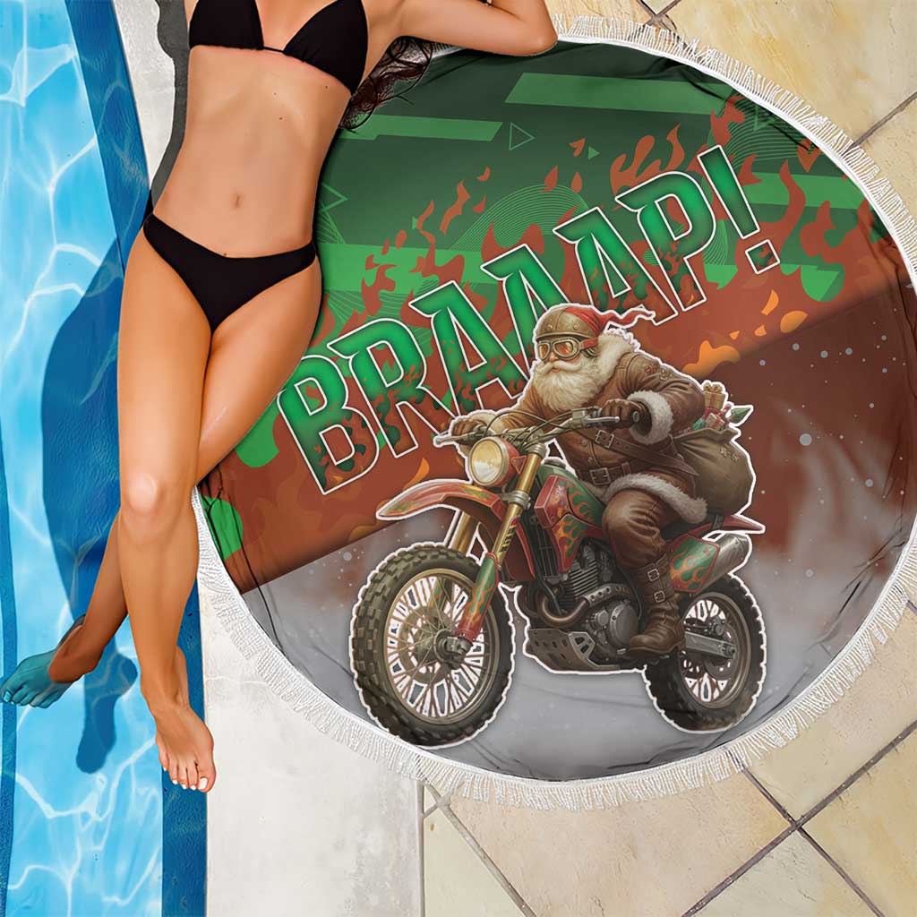Braaap Christmas Beach Blanket Motocross Santa - Wonder Print Shop