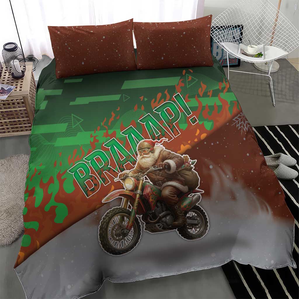 Braaap Christmas Bedding Set Motocross Santa - Wonder Print Shop