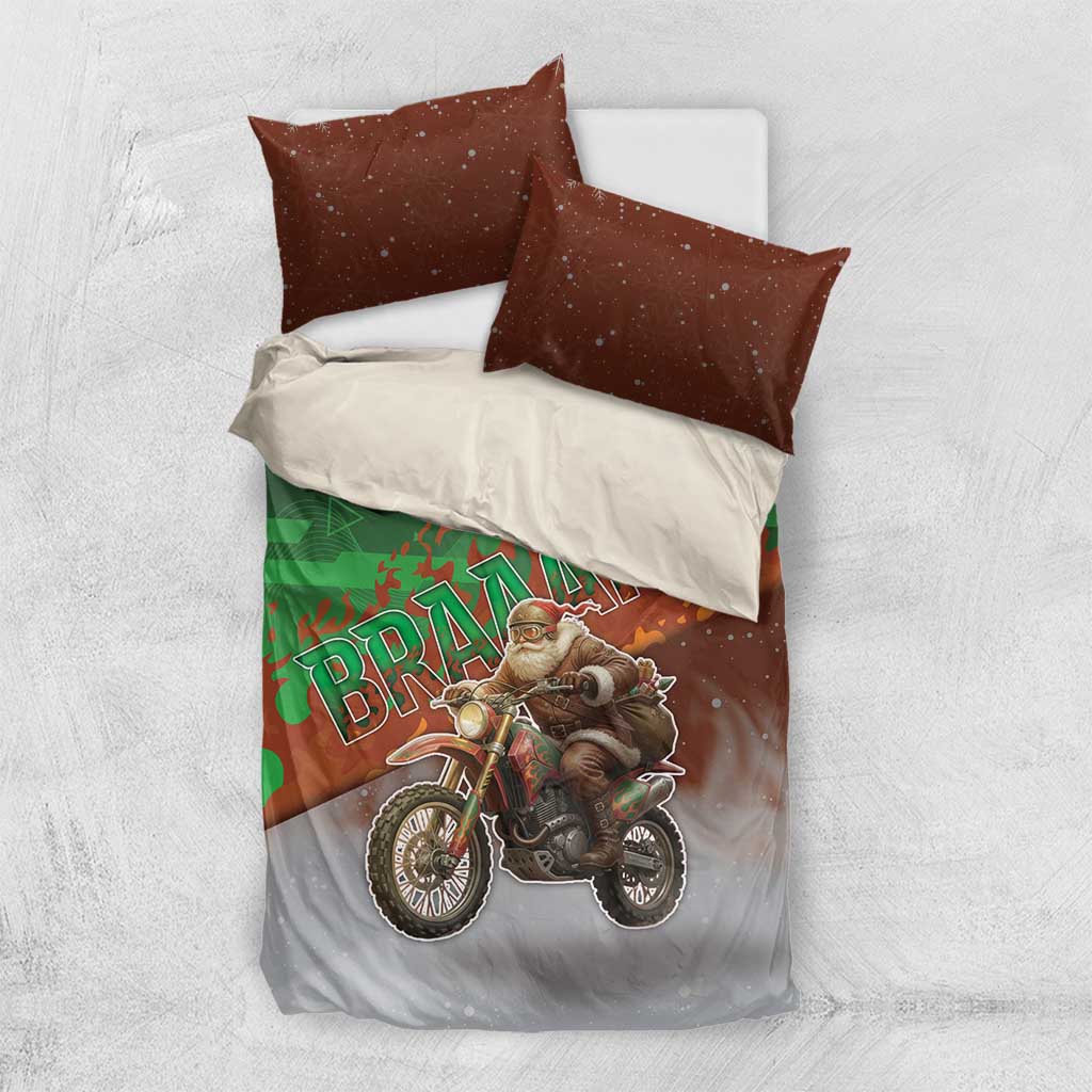 Braaap Christmas Bedding Set Motocross Santa - Wonder Print Shop