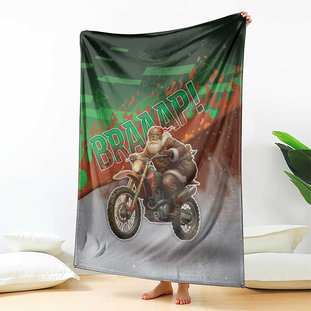 Braaap Christmas Blanket Motocross Santa - Wonder Print Shop