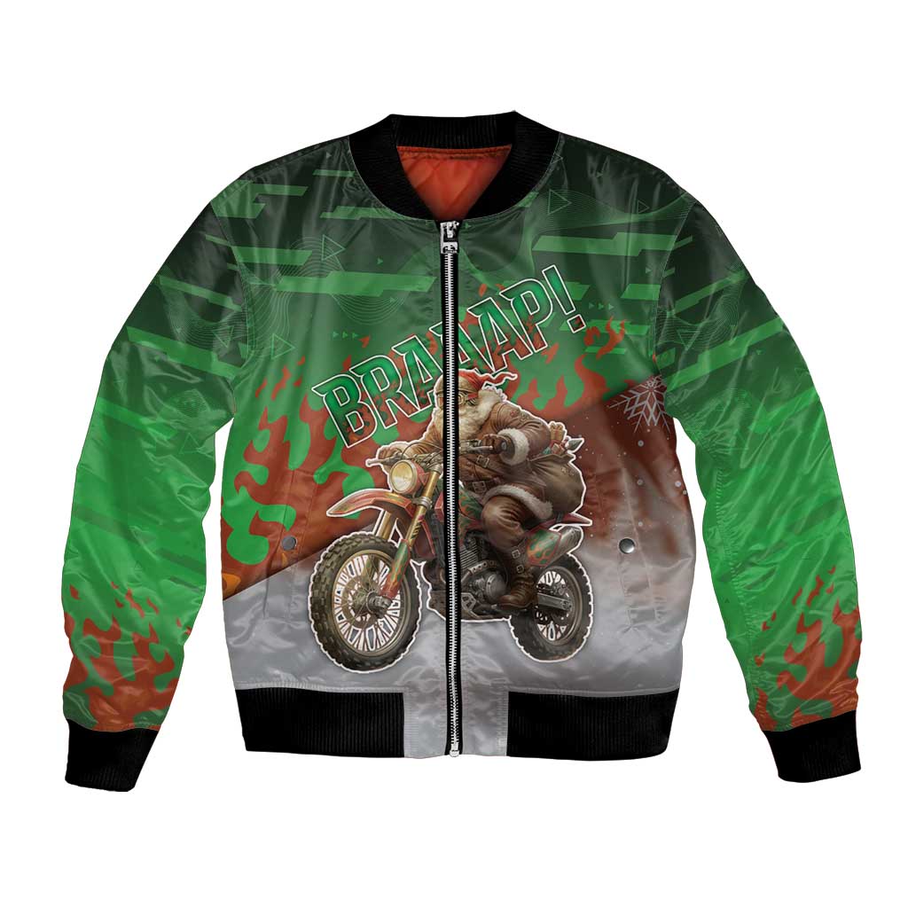Braaap Christmas Bomber Jacket Motocross Santa - Wonder Print Shop