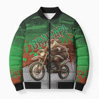 Braaap Christmas Bomber Puffer Jacket Motocross Santa - Wonder Print Shop