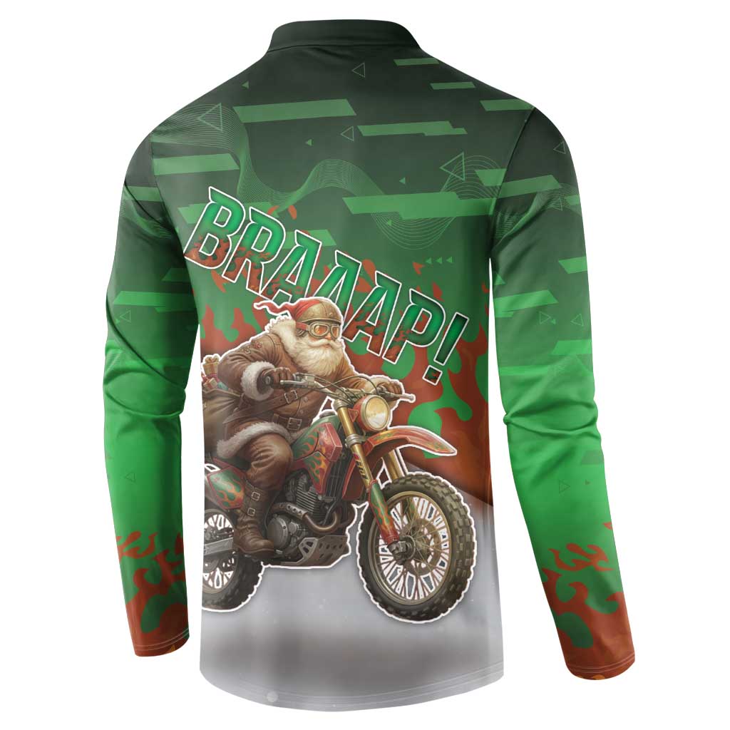 Braaap Christmas Button Sweatshirt Motocross Santa - Wonder Print Shop