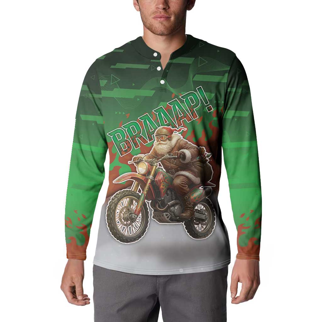 Braaap Christmas Button Sweatshirt Motocross Santa - Wonder Print Shop