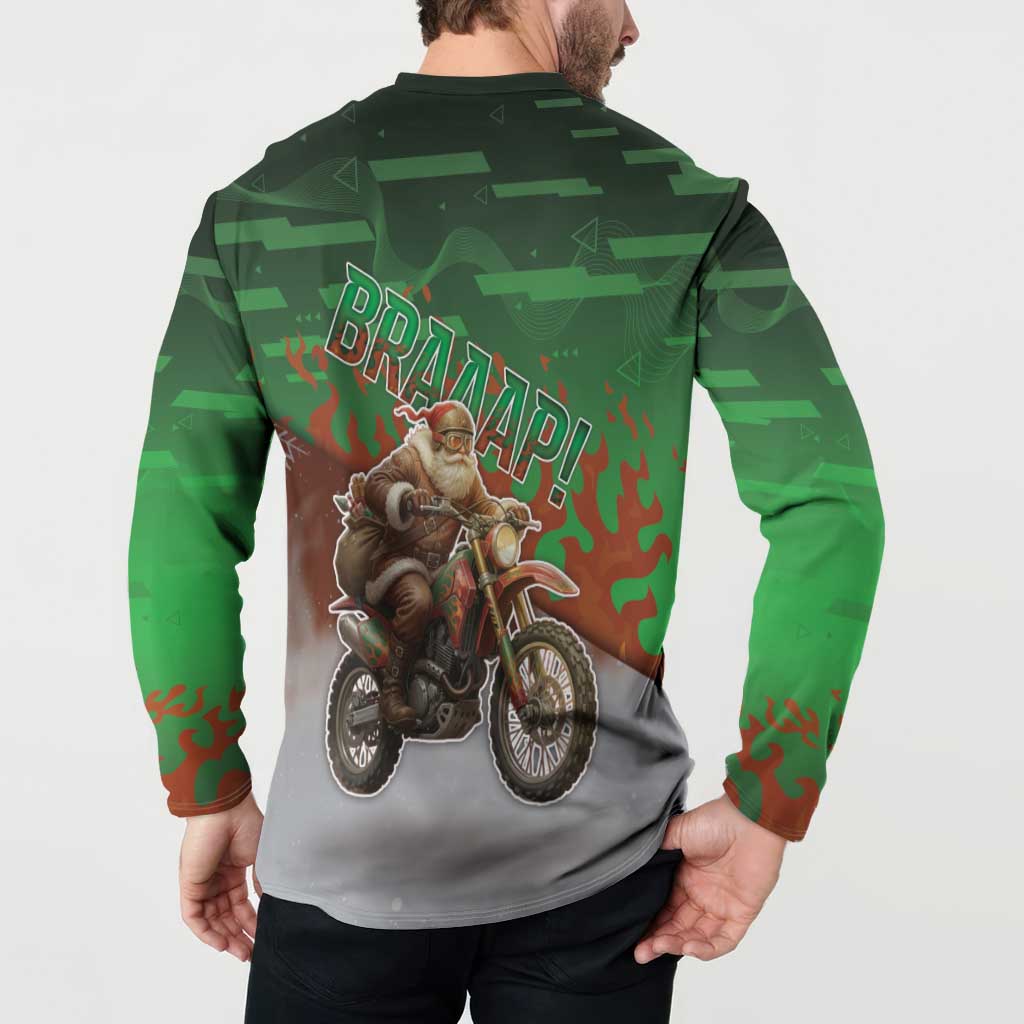 Braaap Christmas Button Sweatshirt Motocross Santa - Wonder Print Shop
