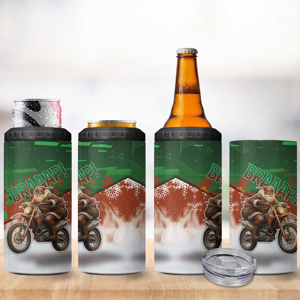 Braaap Christmas 4 in 1 Can Cooler Tumbler Motocross Santa - Wonder Print Shop
