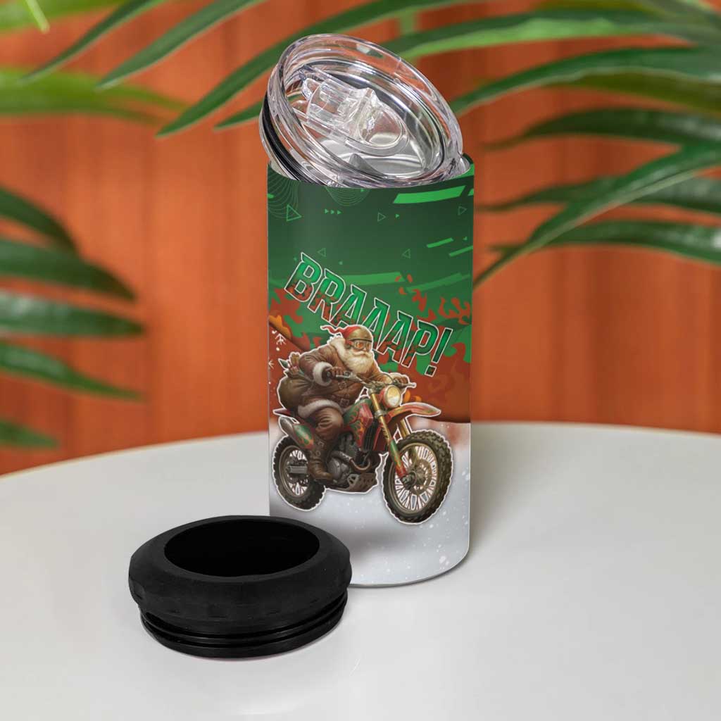 Braaap Christmas 4 in 1 Can Cooler Tumbler Motocross Santa - Wonder Print Shop
